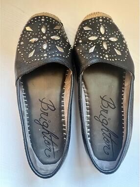 Brighton Jett black studded espadrille flats Size 9
